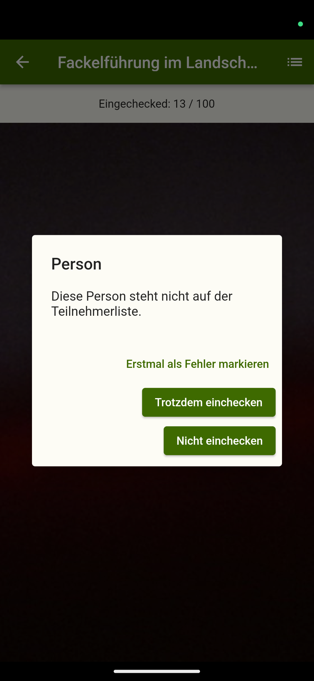 Teilnehmer-Scanner Fehler
